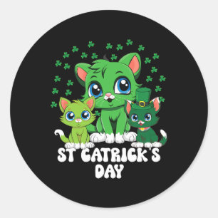 St Patricks Catricks Day Cats Green Saint Pattys Classic Round Sticker