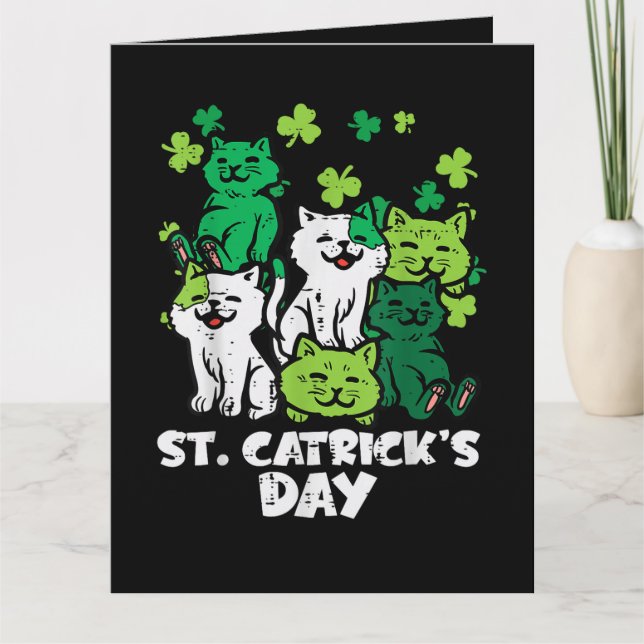 St Patricks Catricks Day Cats Saint Pattys Card (Front)