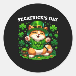 St Patricks Catricks Day Cats Saint Pattys Cat Lov Classic Round Sticker