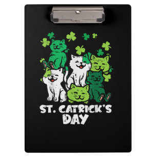 St Patricks Catricks Day Cats Saint Pattys Clipboard