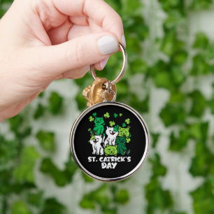 St Patricks Catricks Day Cats Saint Pattys Keychain