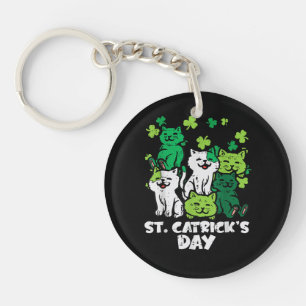 St Patricks Catricks Day Cats Saint Pattys Keychain