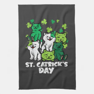 St Patricks Catricks Day Cats Saint Pattys Kitchen Towel