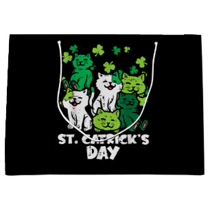 St Patricks Catricks Day Cats Saint Pattys Large Gift Bag