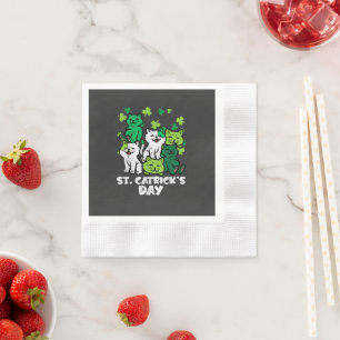 St Patricks Catricks Day Cats Saint Pattys Napkin
