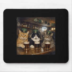 St patricks catricks day funny cats drinking beer mouse pad