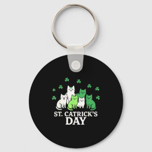St patricks catricks day funny cats keychain