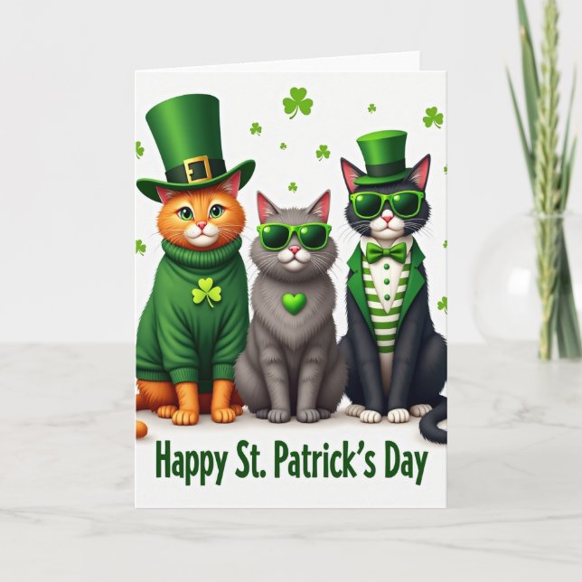 St Patricks Cats Fun Day Card (Front)