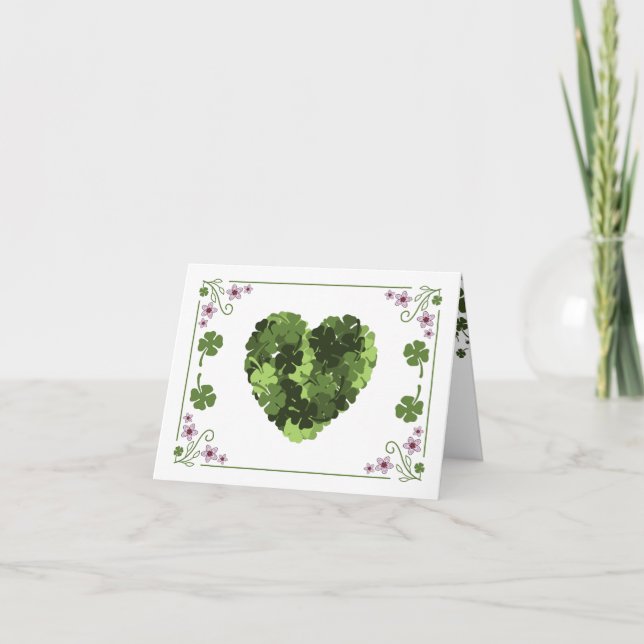 St. Patrick's Clover Heart Holiday Card (Front)