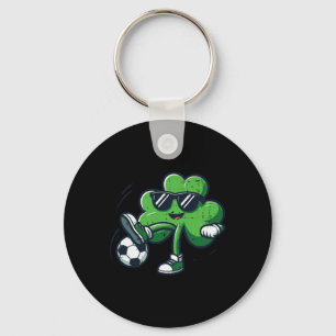 St Patricks Clover Soccer Saint Pattys Football Bo Keychain