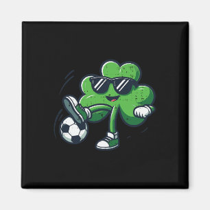 St Patricks Clover Soccer Saint Pattys Football Bo Magnet