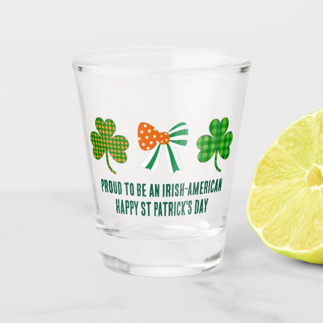 St Patricks Coquette Shamrock Personalized Shot Glass (Front)