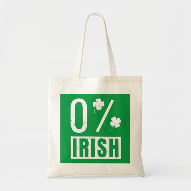 St Patrick's Day 0% Irish Four Leaf Clover Tote Bag (Front)