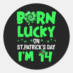 St Patricks Day 14th Birthday Boy Girl 14 Years Ol Classic Round Sticker