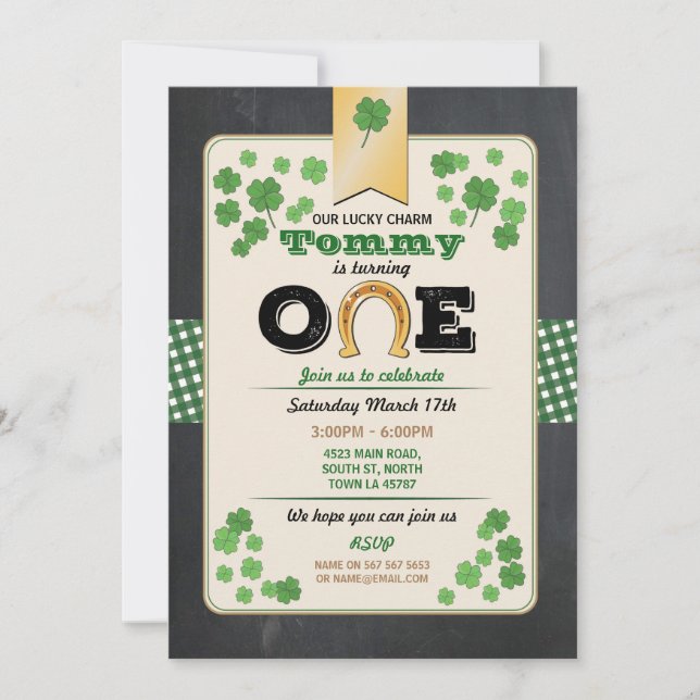 St Patricks Day 1st Birthday Party Invitation One (Front)