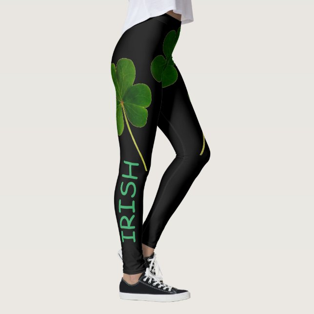 St Patrick's Day 2020 Irish Shamrock Green Text Leggings (Right)