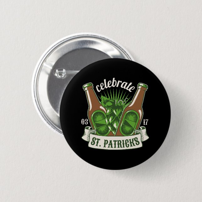 St patricks day 2 inch round button (Front & Back)