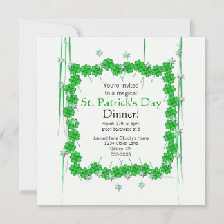 St. Patrick's Day 4-Leaf Clover and Stars Invitation