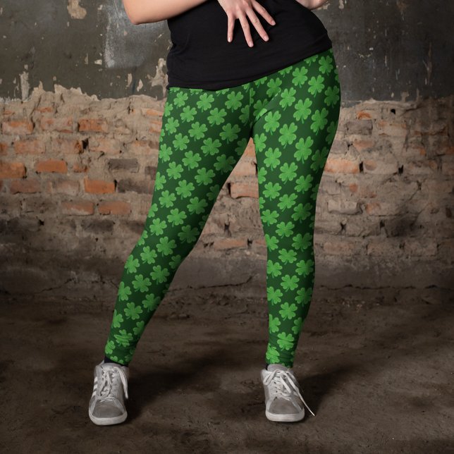 St Patrick's Day 4 Leaf Clover pattern Leggings (Creator Uploaded)