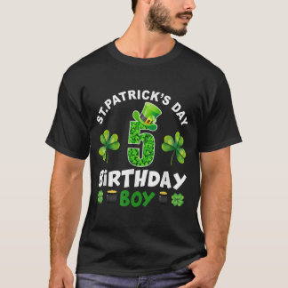 St Patricks Day 5 Years Old Birthday Boy 5th Birth T-Shirt