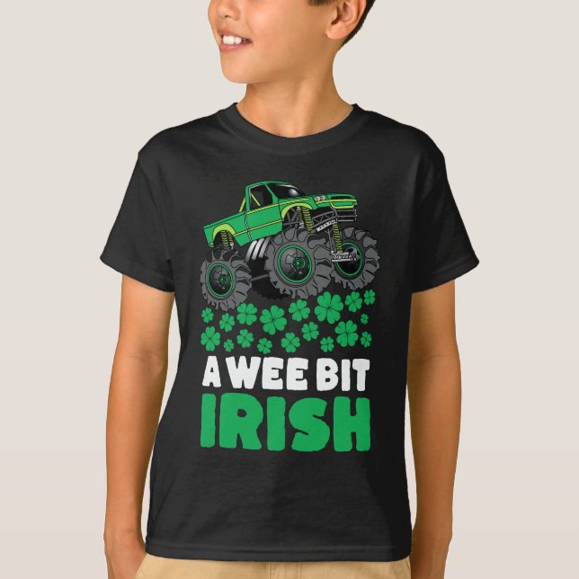 St Patricks Day A Wee Bit Irish Monster Truck  T-Shirt (Front)