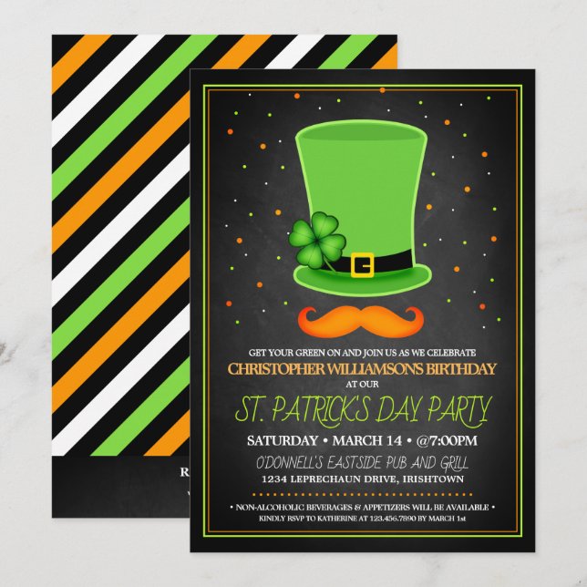 St. Patrick's Day Adulte Anniversaire Invitations (Devant / Derrière)