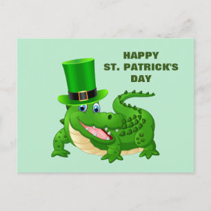 St. Patrick's Day Alligator Holiday Postcard