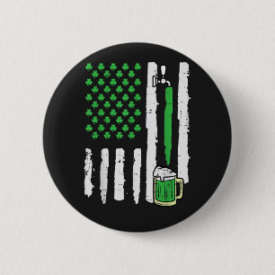 St Patricks Day America Flag Saint 2 Inch Round Button