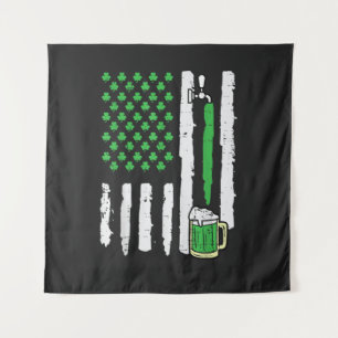 St Patricks Day America Flag Saint Tapestry