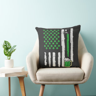 St Patricks Day America Flag Saint Throw Pillow