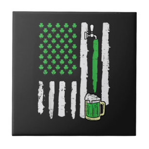 St Patricks Day America Flag Saint Tile