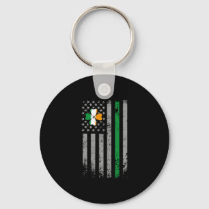 St Patricks Day American Irish Flag Shamrock Keychain
