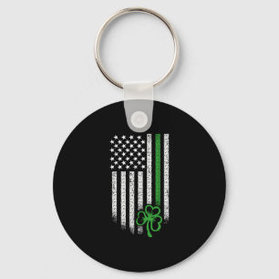 St Patricks Day American Irish Flag Shamrock Lucky Keychain