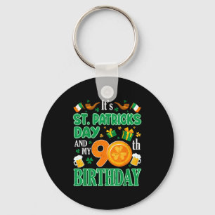 St patricks day & 90th birthday irish clover keychain