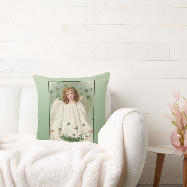 St. Patrick's Day Angel Throw Pillow (Couch)