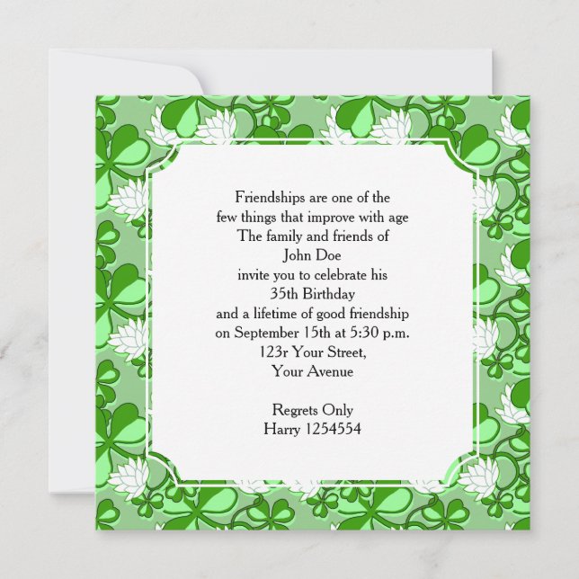 St. Patrick's Day Anniversaire Fête Invitation (Devant)