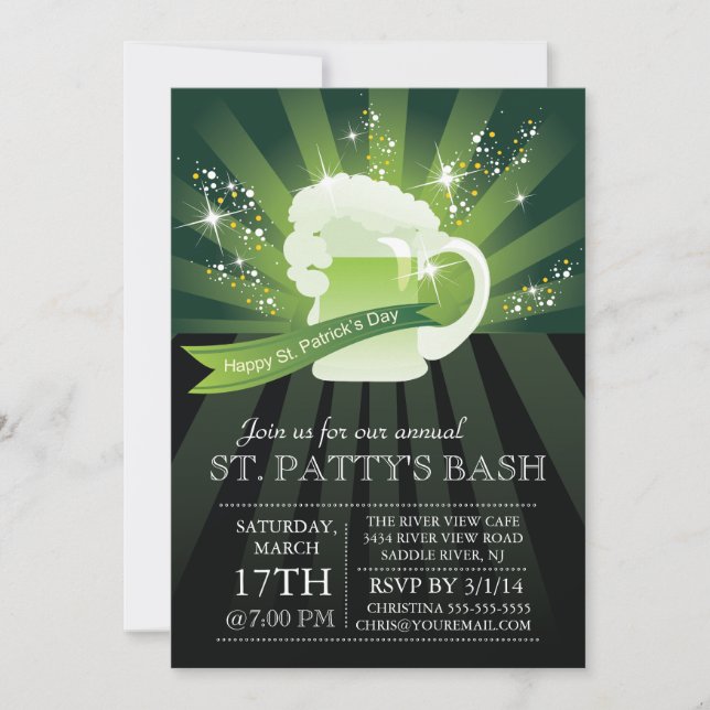 St. Patrick's Day Annual Bash Party Invitation (Front)