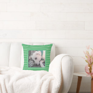 St Patricks Day Assorted Green Stripes Cute Dog Throw Pillow