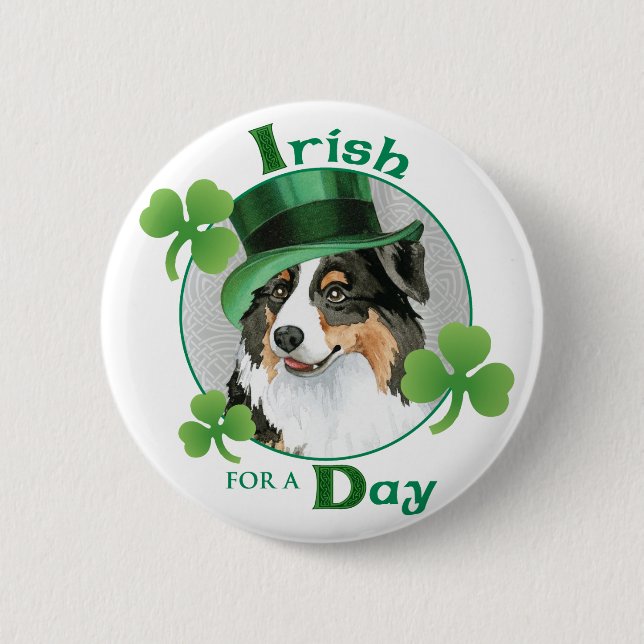 St. Patrick's Day Aussie 2 Inch Round Button (Front)