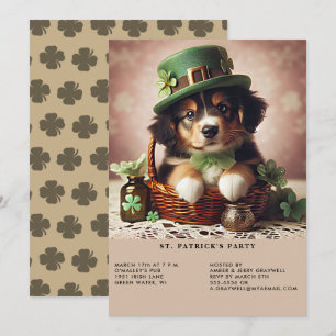 St Patrick's Day Australian Shepherd Puppy Invitation