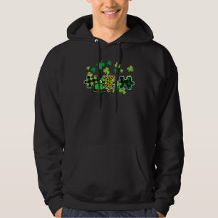 St Patricks Day Autism Puzzle Saint Pattys Men Wom Hoodie