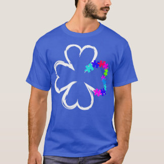St Patricks Day Autism Shamrock Puzzle Mom Irish T-Shirt