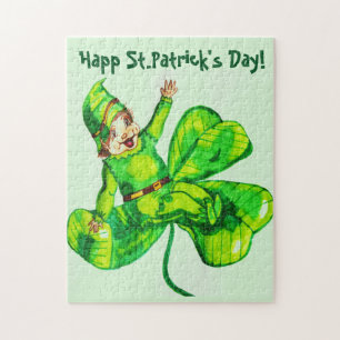ST. PATRICK'S DAY BABY LEPRECHAUN JIGSAW PUZZLE