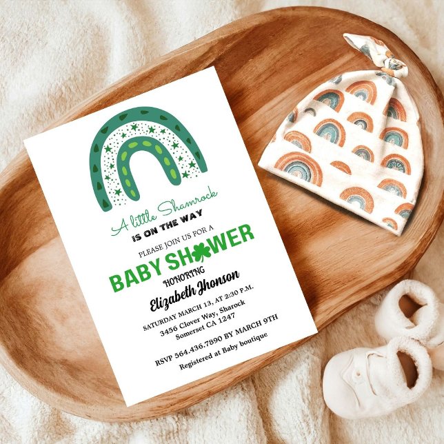St patrick's day baby shower little lucky shamrock announcement (Creator Uploaded)