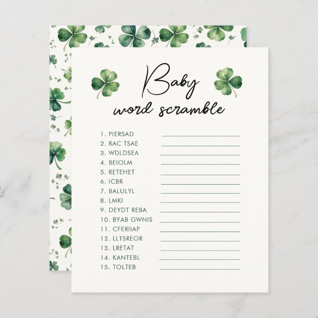 St. Patrick's Day Baby Word Scramble Game (Front/Back)