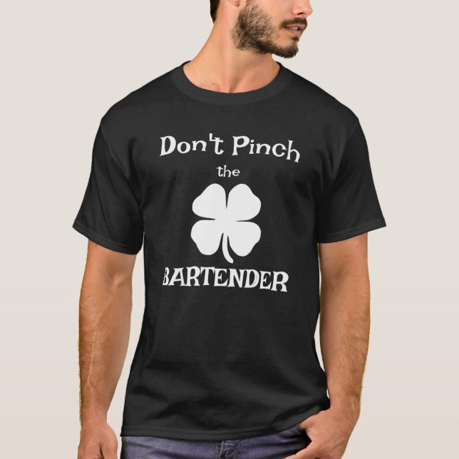 St. Patrick's Day Bartender T Shirt With Lucky Sha (Front)