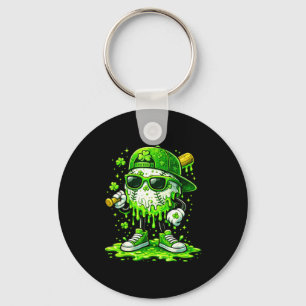 St patricks day baseball ice cream drip shamrock keychain