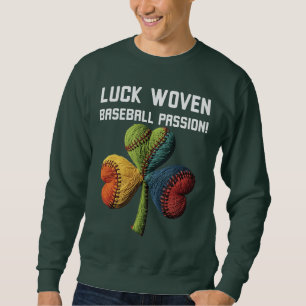 St. Patrick's Day Baseball Lucky Clover Yarn Art Sweatshirt