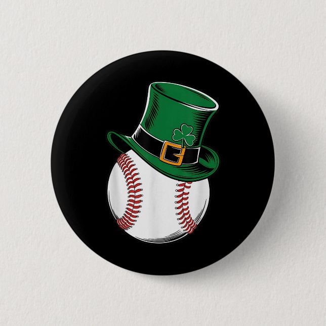 St Patricks Day Baseball Shamrock  2 Inch Round Button (Front)