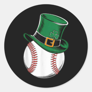 St Patricks Day Baseball Shamrock  Classic Round Sticker